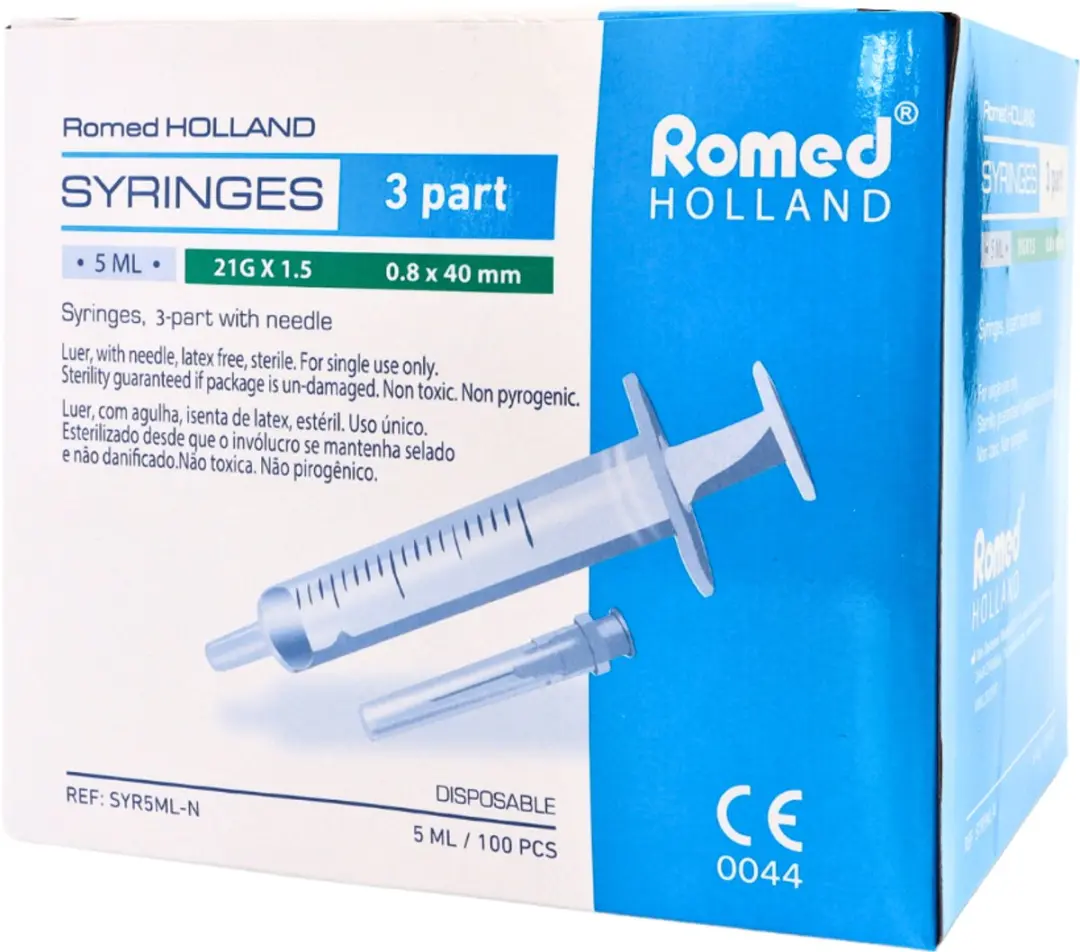 Romed 5ml Injectiespuit met naald - 300 Stuks