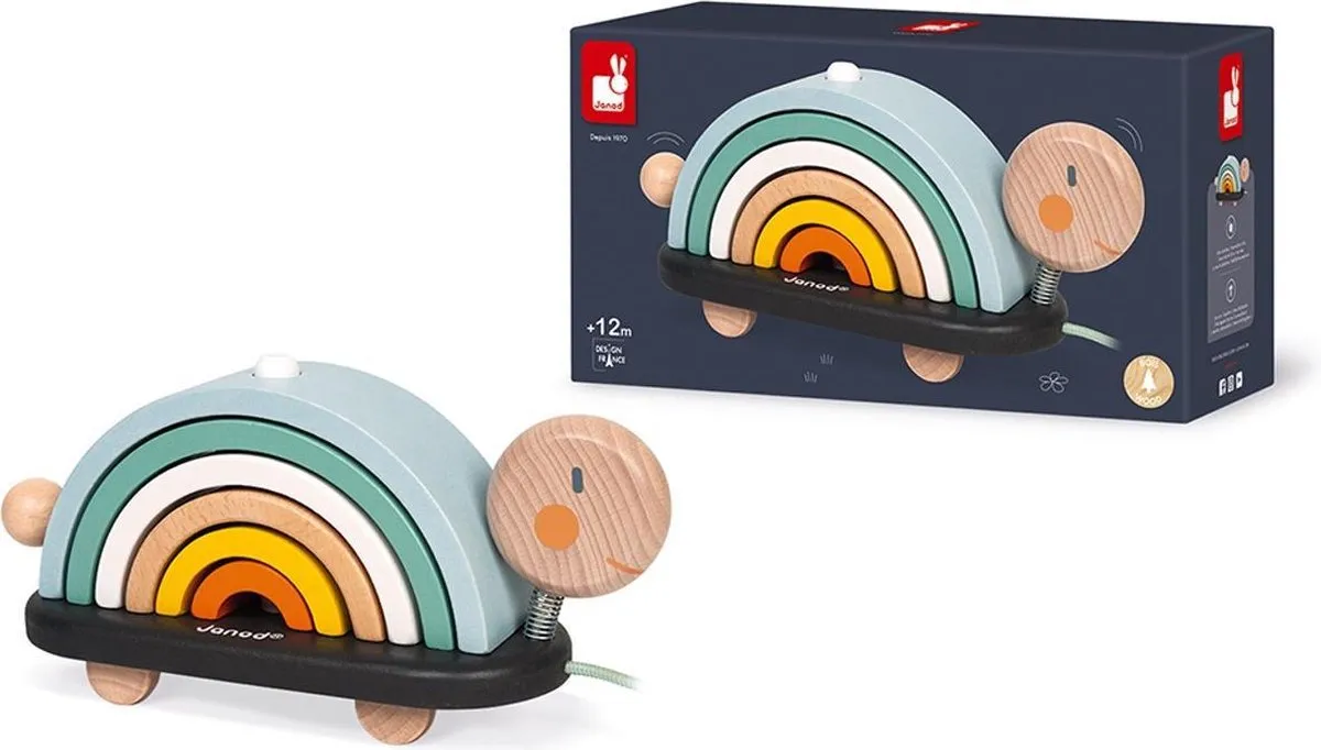 Janod Sweet Cocoon Regenboog Schildpad Trekfiguur