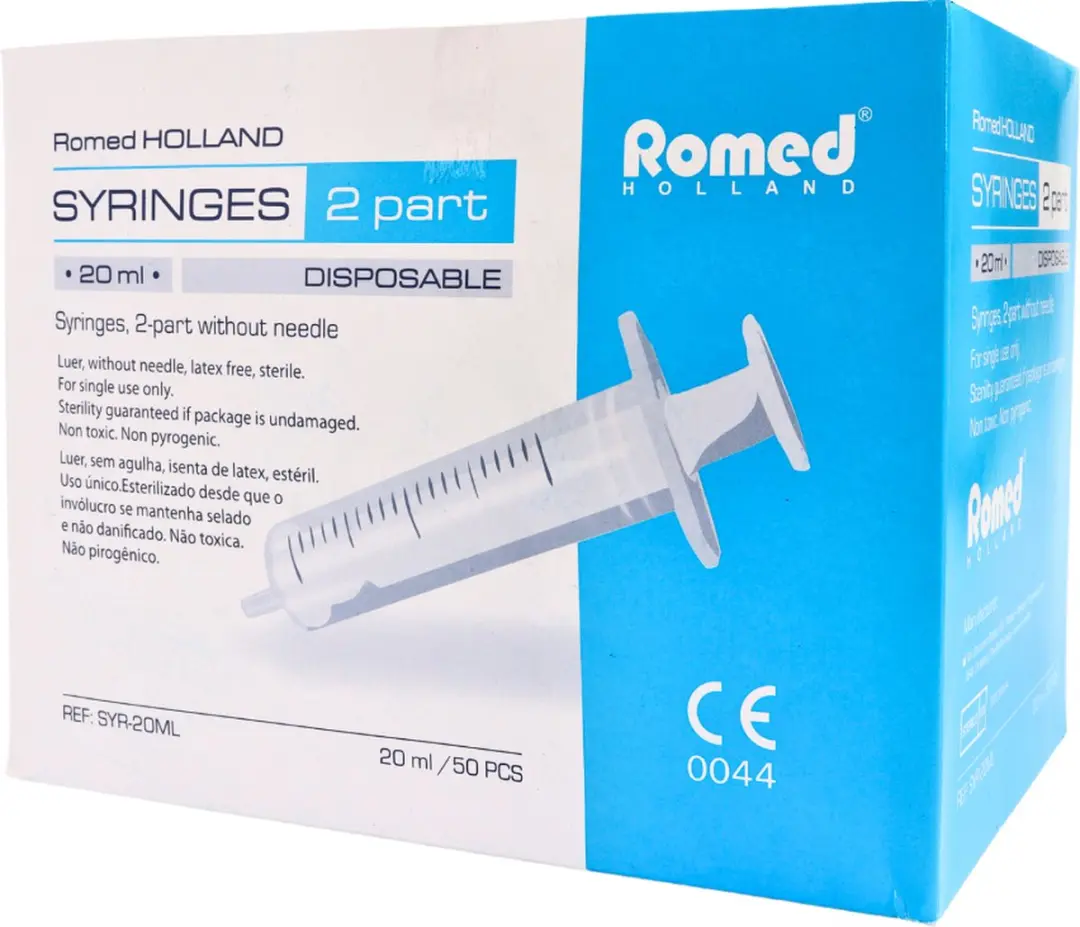 Romed 2-delige Injectiespuit 20ml Luer Slip - 50 Stuks