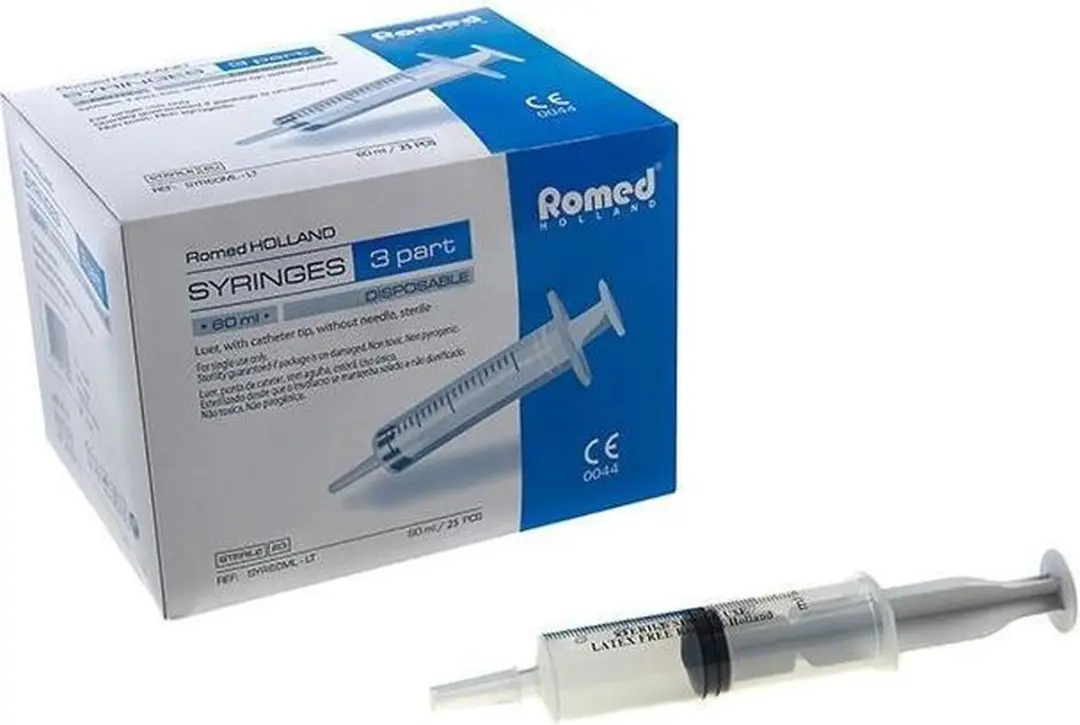 Romed 3-delige Injectiespuiten 60ml Lange Tip