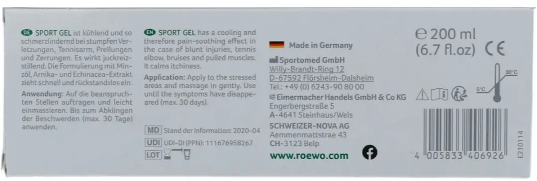 Röwo Sportgel Spierbalsem 200ml - afbeelding 6 van 6