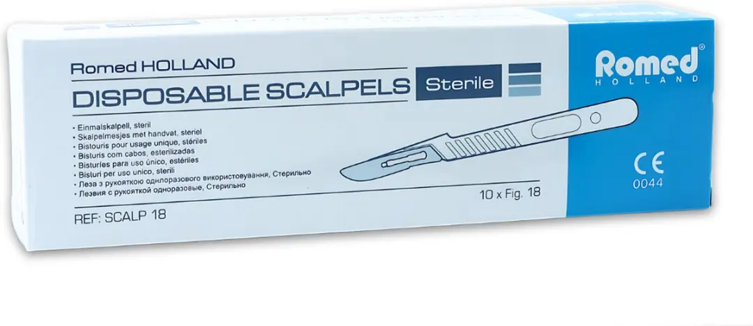 Romed Scalpelmesjes Compleet met Handvat - Steriel Nr. 18 - 10 Stuks