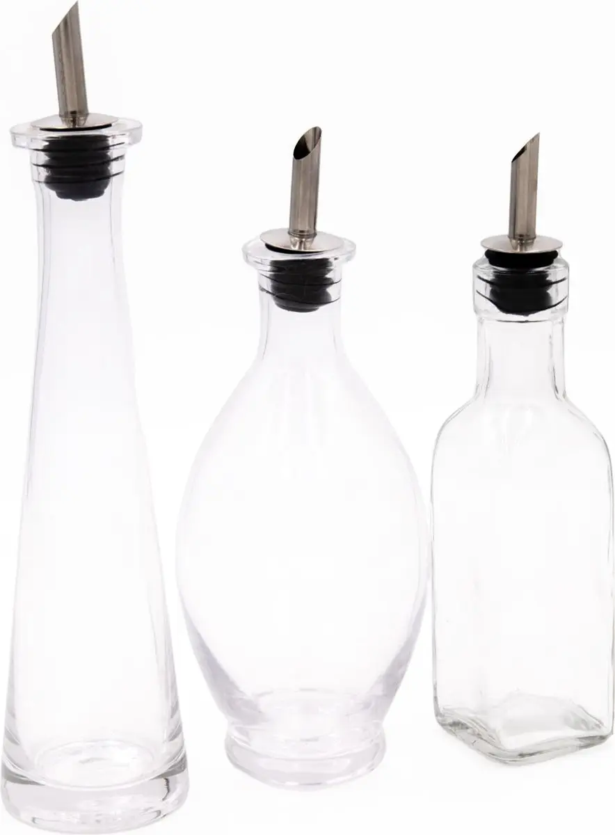 KitchenCraft Olie & Azijn Flessen Set 3-delig - 400ml Clear