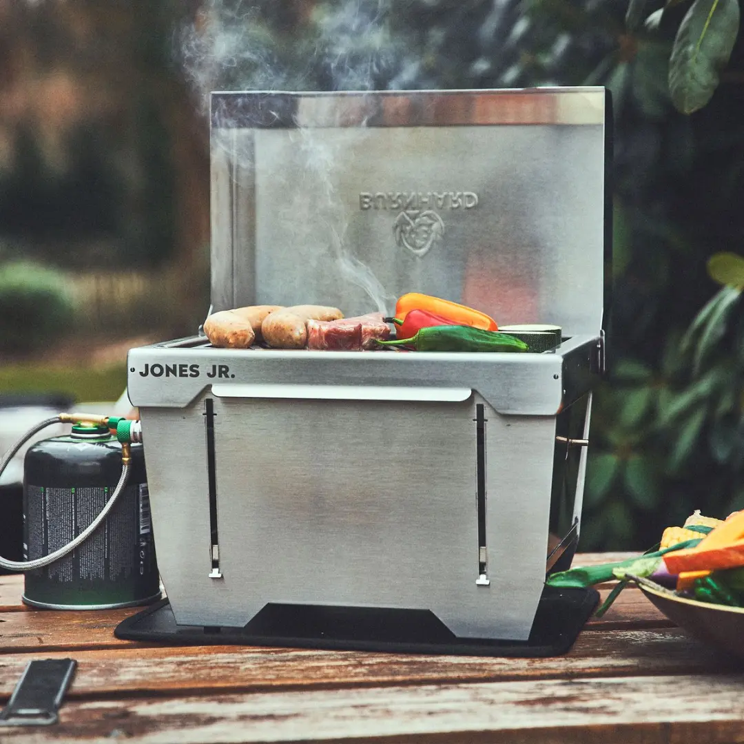 Burnhard Campinggrill Jones Jr. 1-pits 3,2 kW - 38cm - Zilver
