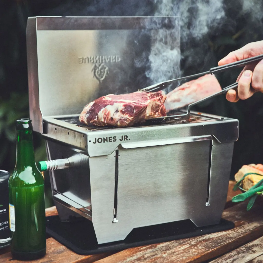 Burnhard Campinggrill Jones Jr. 1-pits 3,2 kW - 38cm - Zilver