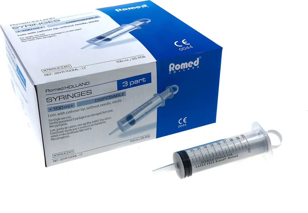 Romed 3-delige Injectiespuiten 100ml - 25 Stuks