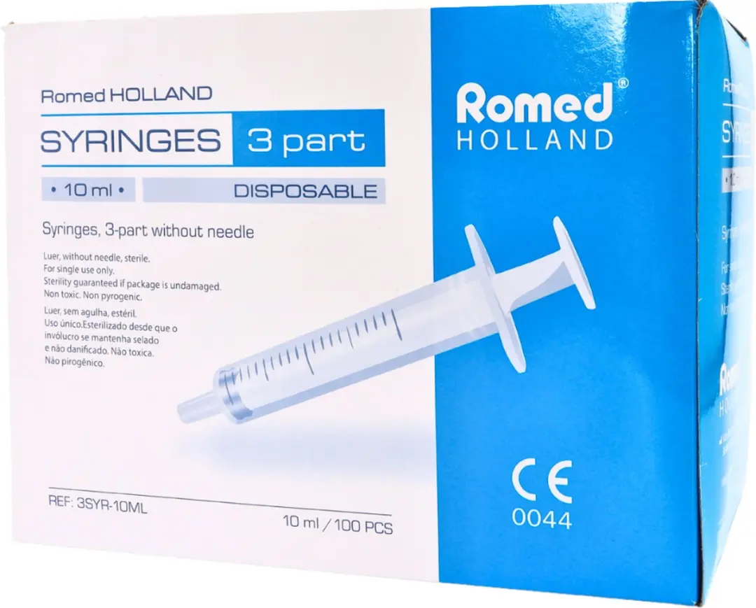 Romed 3-delige Injectiespuiten 10ml Luer Slip - 100 Stuks - afbeelding 6 van 6