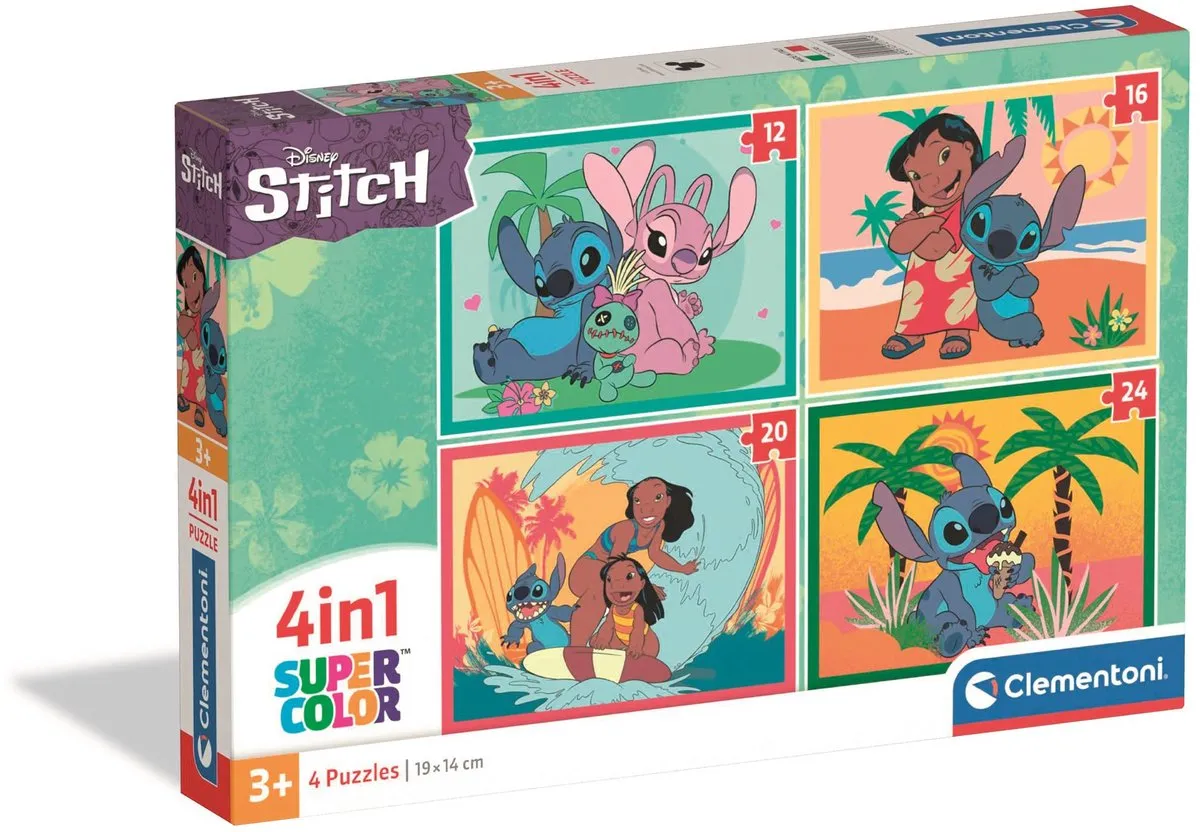 Clementoni Stitch Kinderpuzzel 4-in-1 - 72 Stuks - Multikleur
