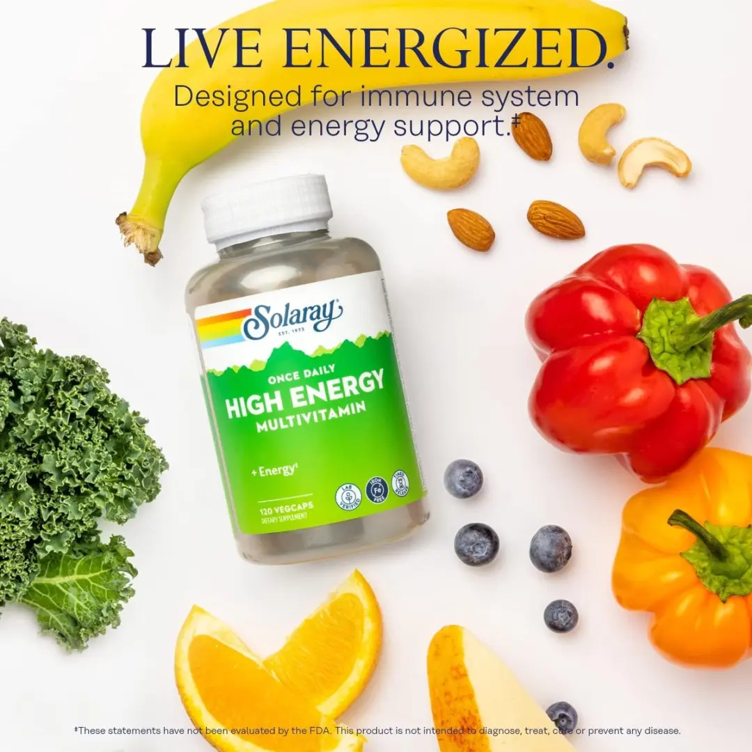 Solaray High Energy Multivitamine 120 VegCaps - Zonder ijzer
