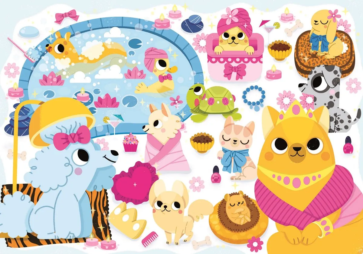 Clementoni Supercolor Jewels Puppies Beauty & Spa Puzzel 104 Stuks - afbeelding 2 van 3