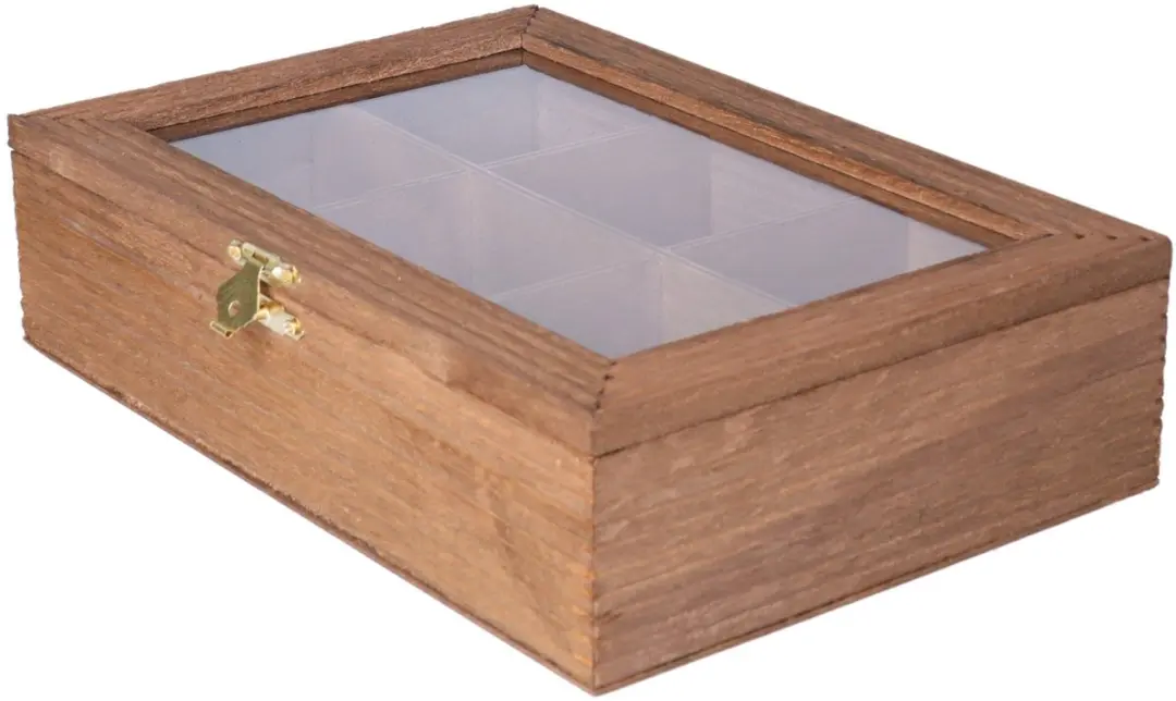Bellatio Design Theedoos 6-vaks - 24x16x6cm - Donkerbruin