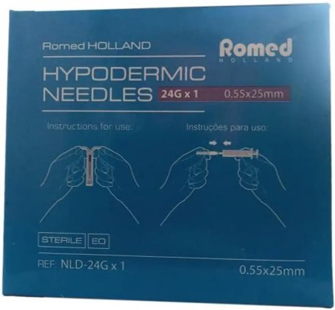 Romed 100 Injectienaalden 24G x 1 - 100 Stuks - Paars