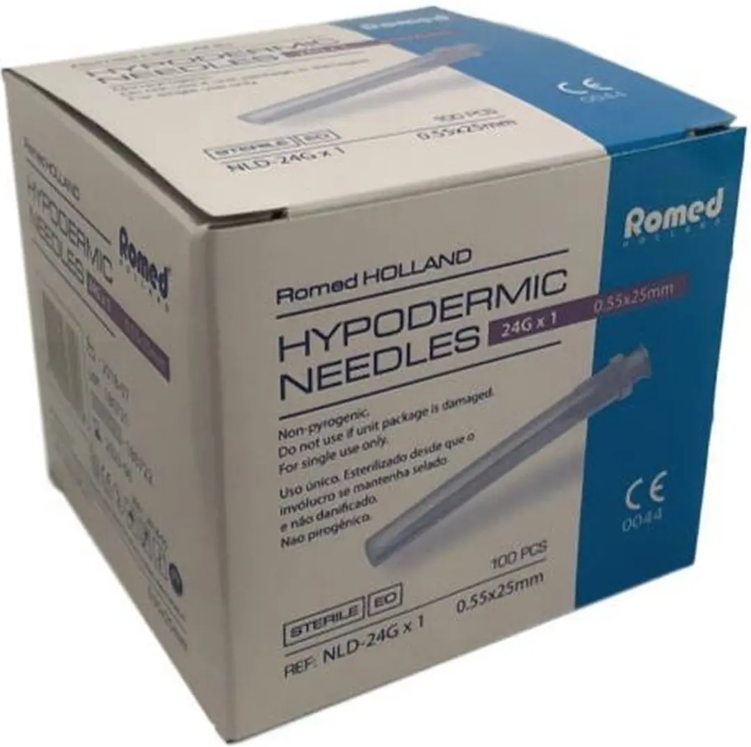 Romed 100 Injectienaalden 24G x 1 - 100 Stuks - Paars