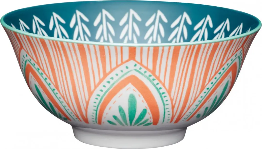 Kitchencraft Kom Mixed Folk 15,7 Cm Keramiek Oranje/groen