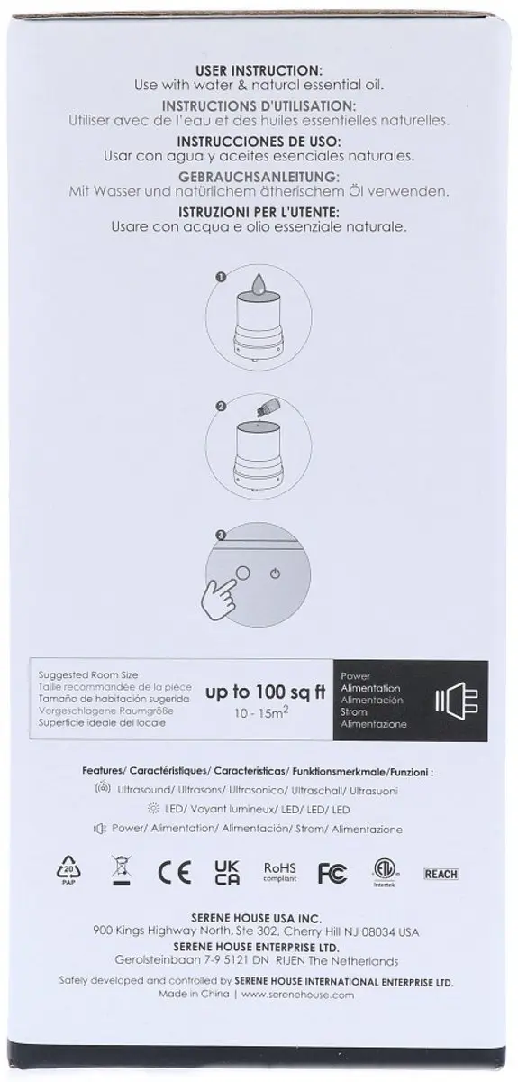 Serene House Ultrasonic Diffuser Light House Wood 100ml - Bruin
