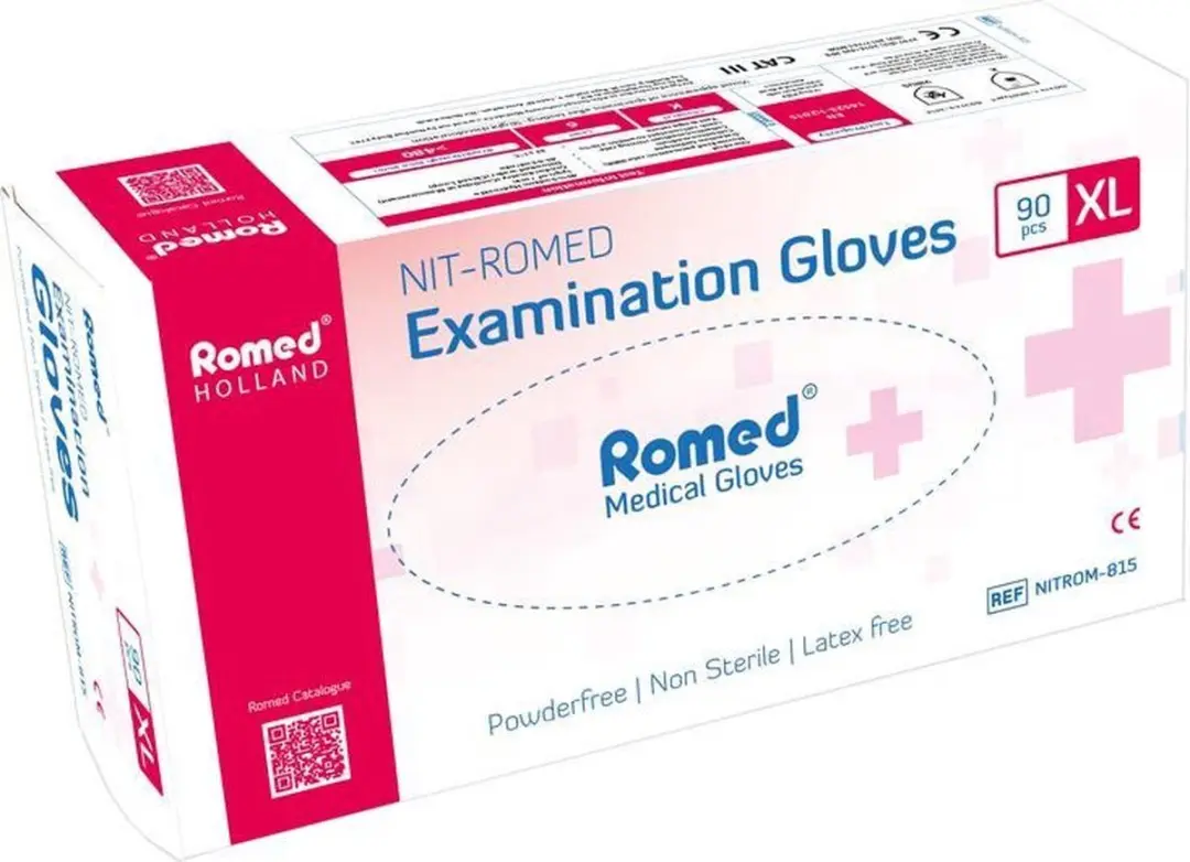 Romed Nitromed Handschoenen L - 90 Stuks - Blauw - Nitril/Vinyl