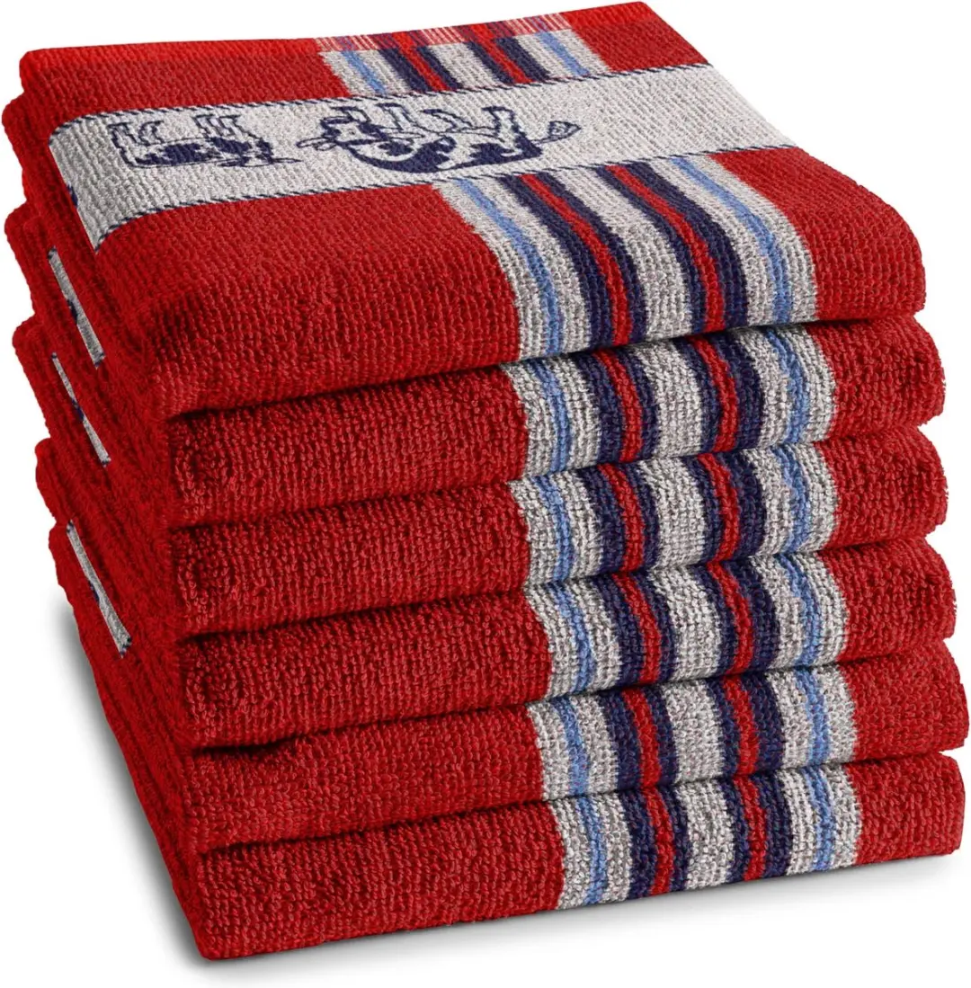 DDDDD Friesian Keukendoek 50x55cm - Set van 6 - Rood
