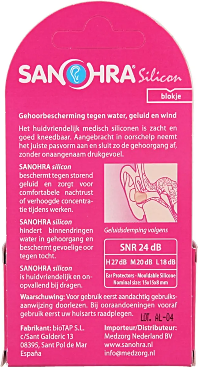 Sanohra oordop silicon 6 st