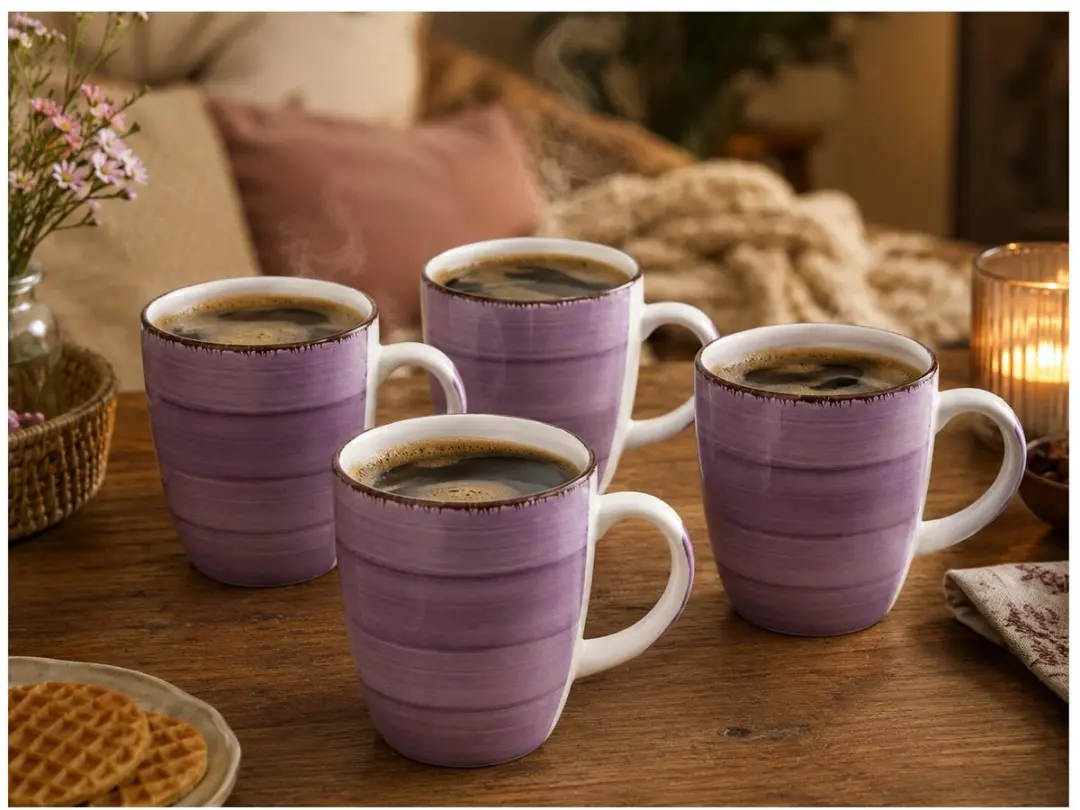 Bellatio Design Koffiemok Colourful Morning - 340ml - Paars