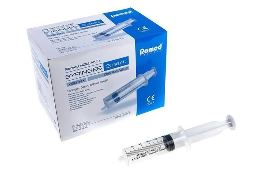 Romed 3-delige Injectiespuiten 50ml Luer Slip - 100 Stuks