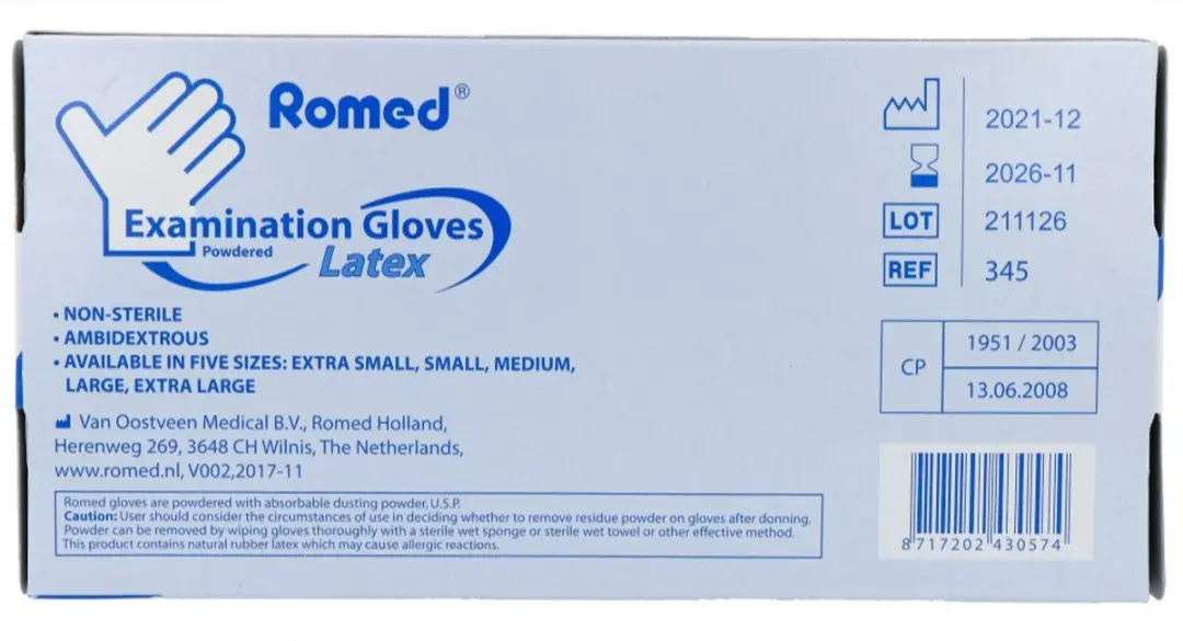 Romed Latex handschoenen gepoederd Medium