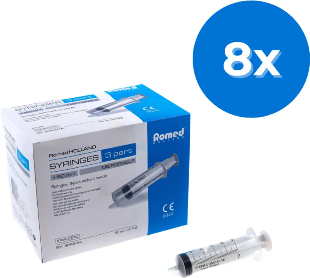 Romed 3-delige Injectiespuiten 50ml Luer Slip