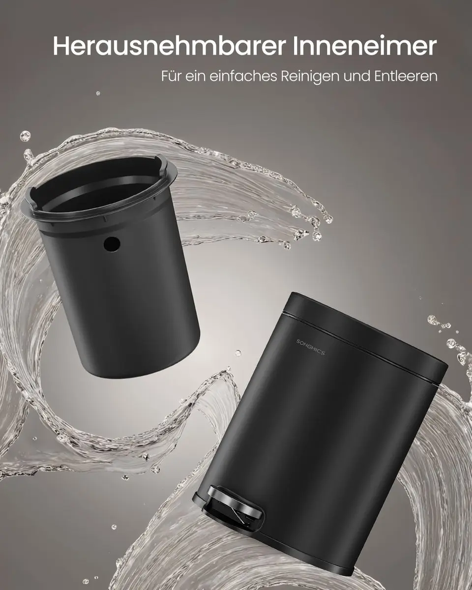 Songmics Prullenbak LTB013BZ01 - 3L - Zwart