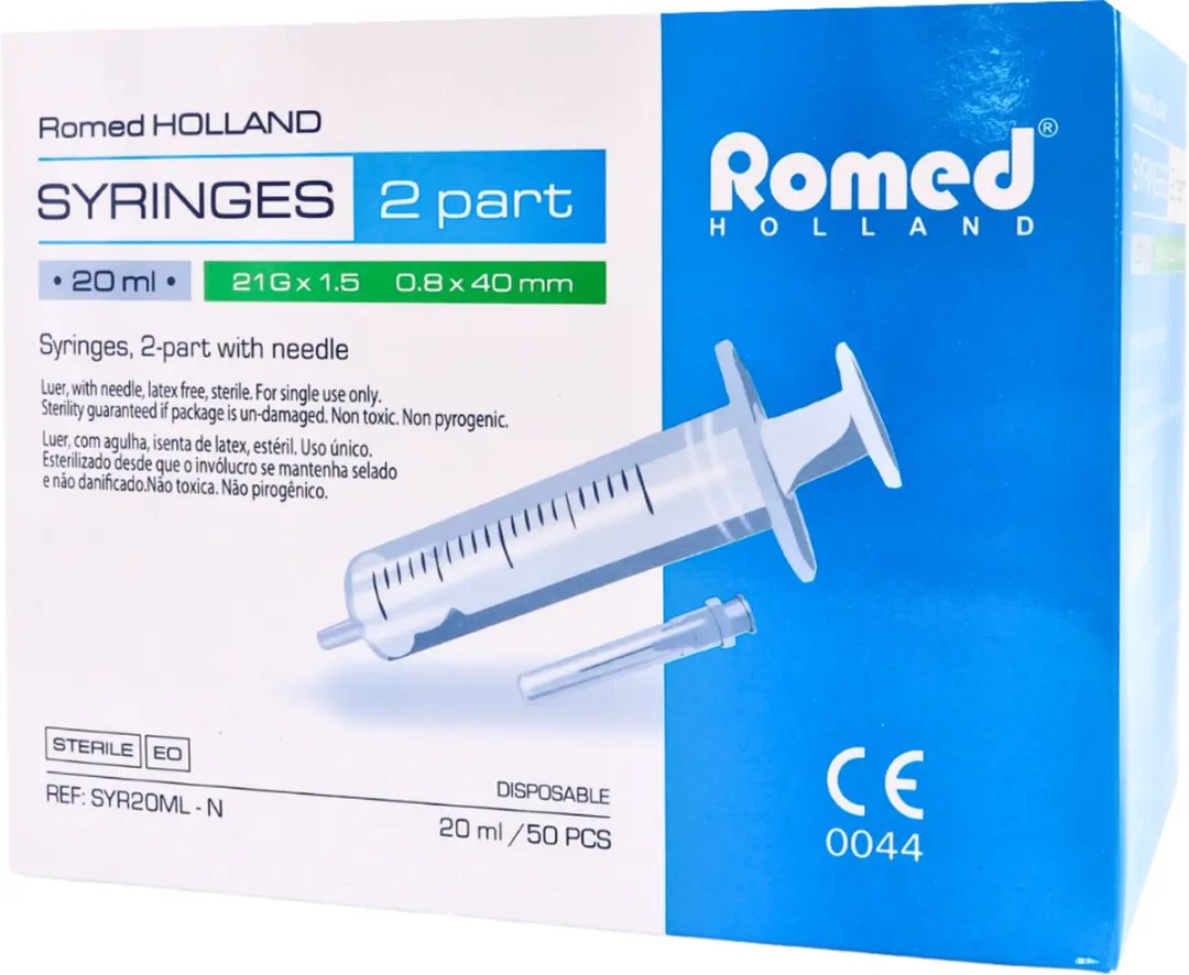 Romed 20ml Injectiespuit met Naald - 100 Stuks