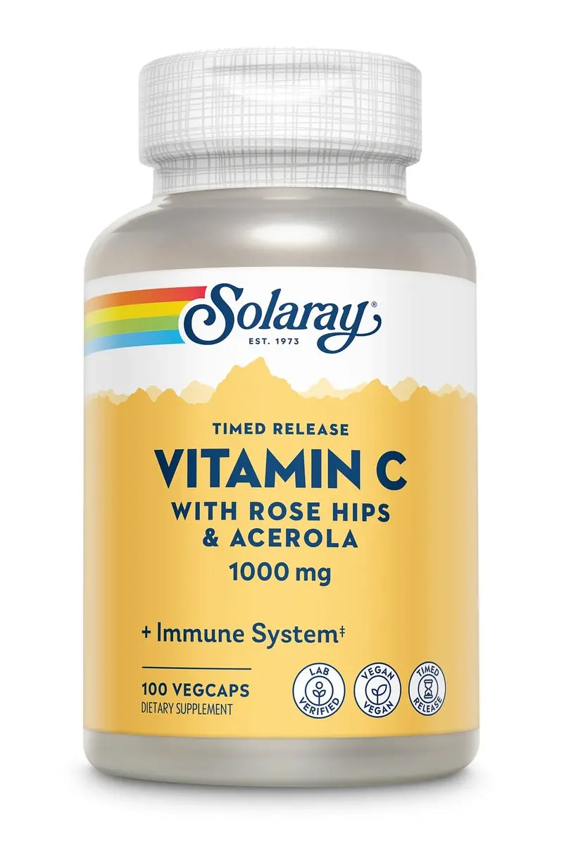 Solaray Vitamine C 1000mg Rozenbottel Acerola 100 Vegacapsules