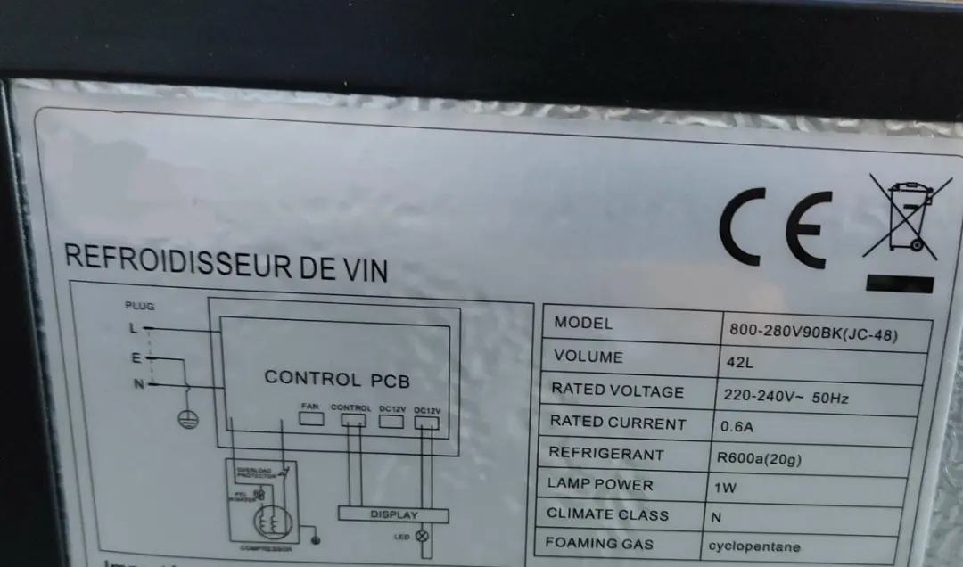 ECTEATOY Wijnklimaatkast 42L - 16 Flessen - Zwart - afbeelding 2 van 6