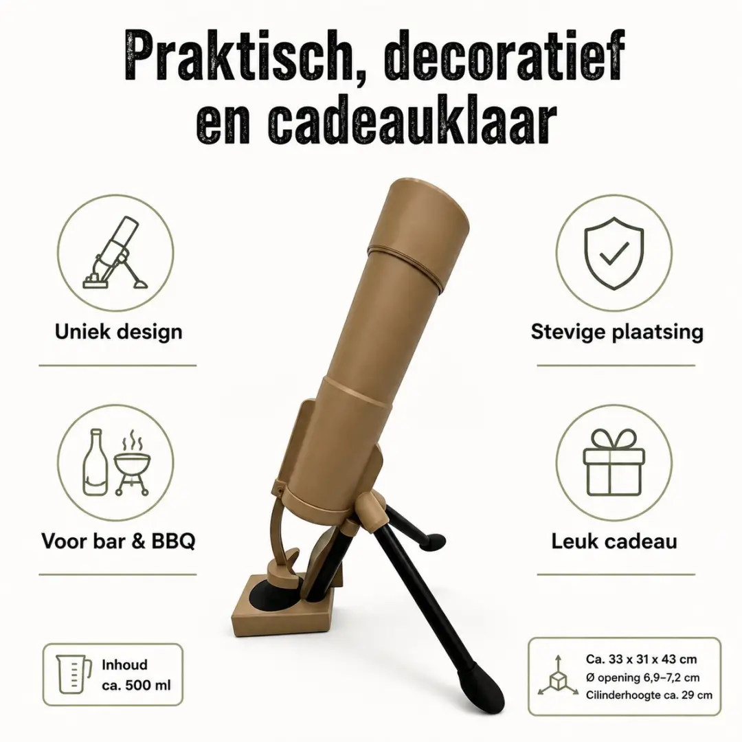ECTEATOY Upgrade Tactische Mortier Flesopener 7.2cm - Khaki