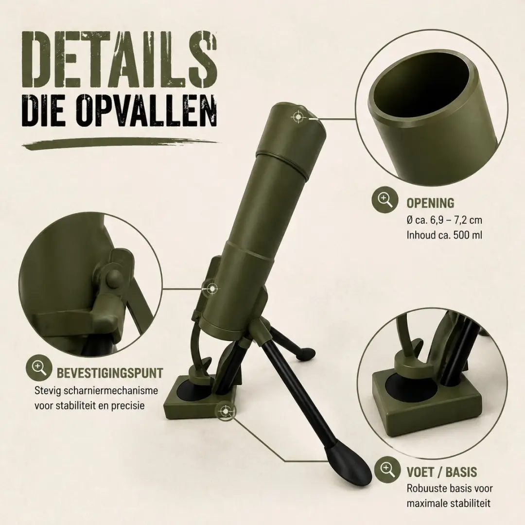 ECTEATOY Upgrade Tactische Mortier Flesopener 7.2cm - Khaki