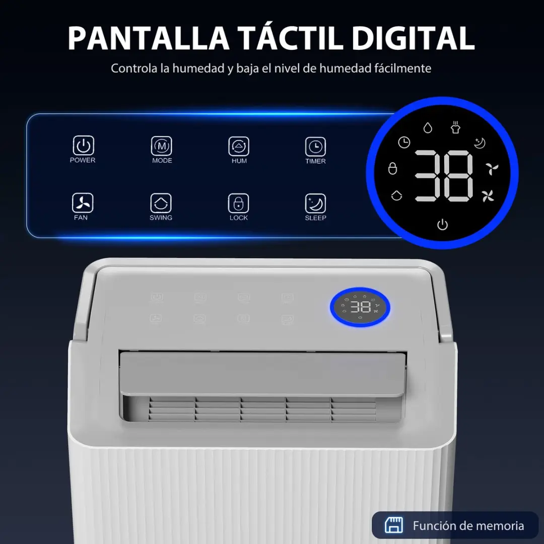 ECTEATOY Luchtontvochtiger 35L - 90m² - 5,5L Reservoir - Wit