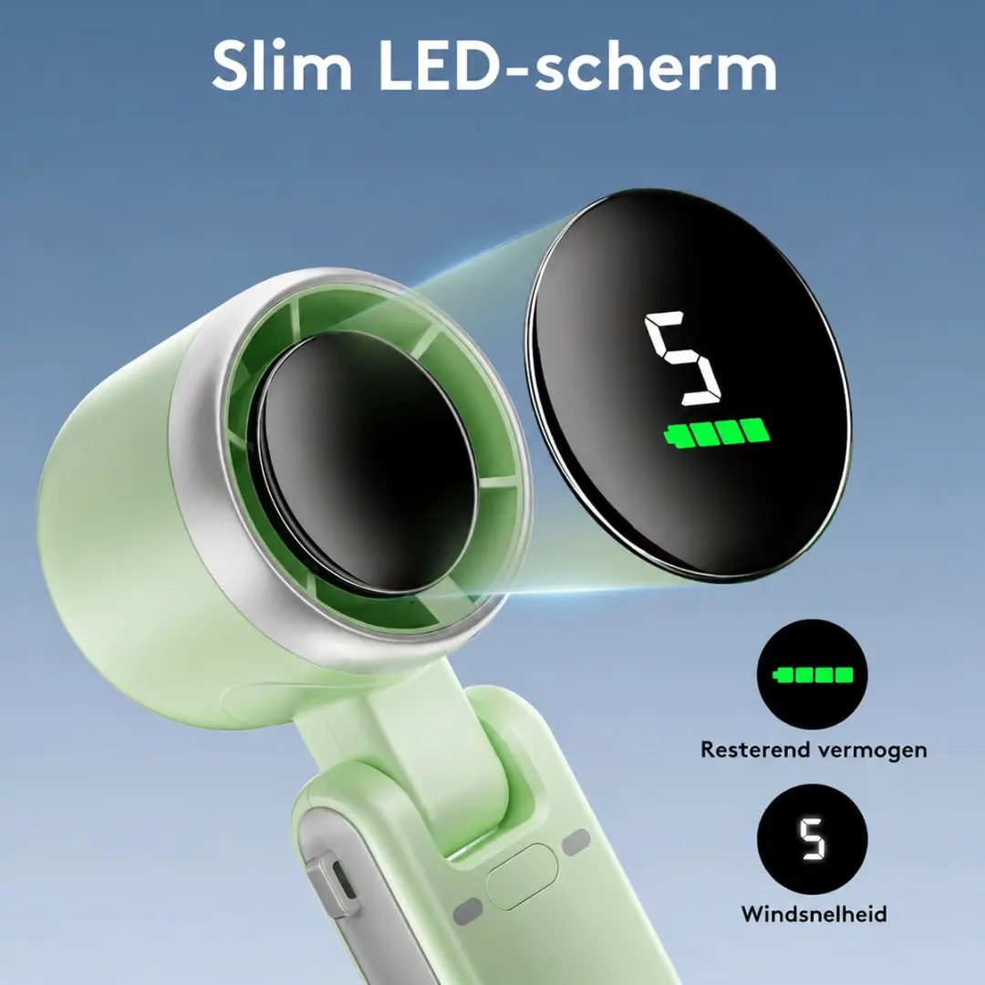 ECTEATOY Mini Ventilator 2323165 - Oplaadbaar 3600mAh - 5 Snelheden - Groente