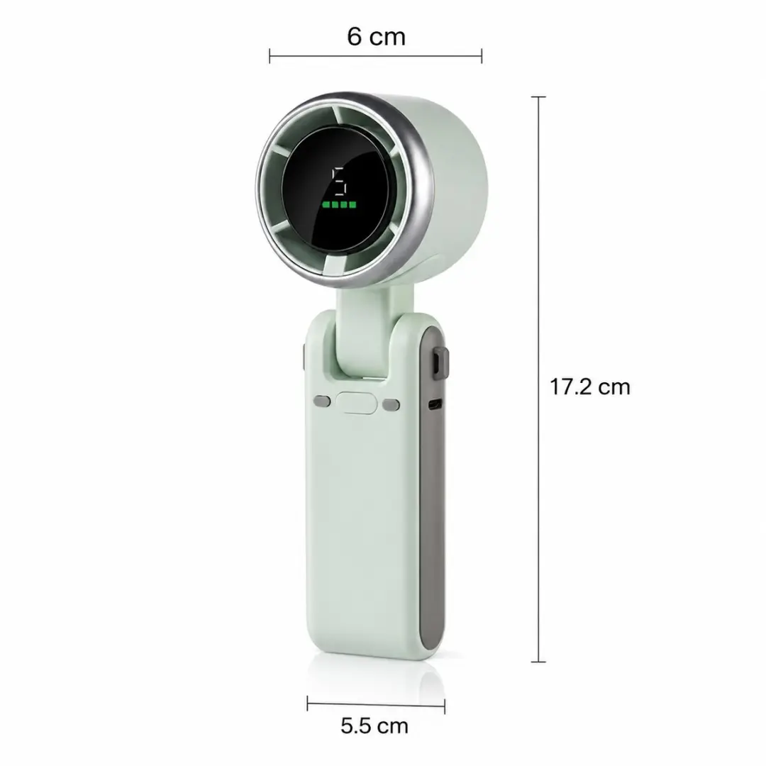 ECTEATOY Mini Ventilator 2323165 - Oplaadbaar 3600mAh - 5 Snelheden - Groente