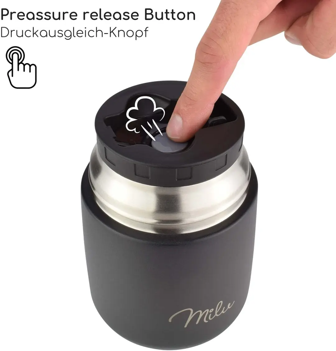 Milu Thermos Voedselcontainer 650ml - Zwart