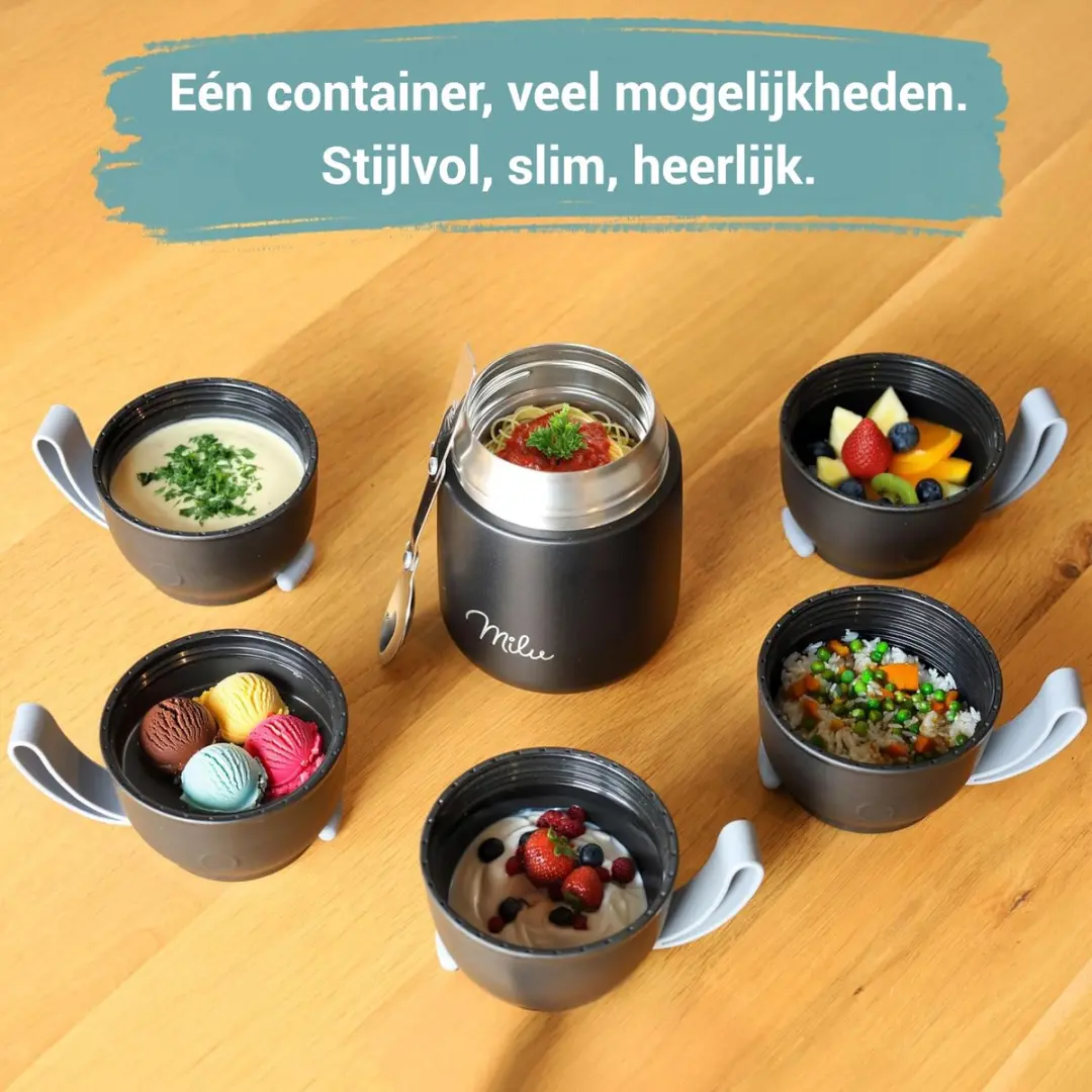 Milu Thermos Voedselcontainer 650ml - Zwart