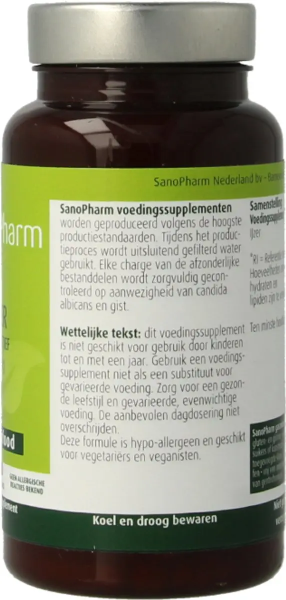 Sanopharm IJzer 10mg Wholefood Capsules - 30 Stuks
