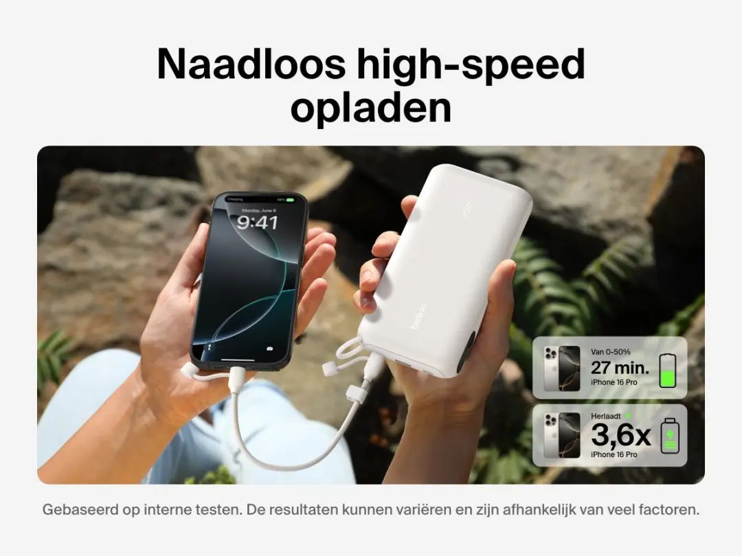 Belkin Power Bank 20000mAh 20W - 3x Opladen - Wit