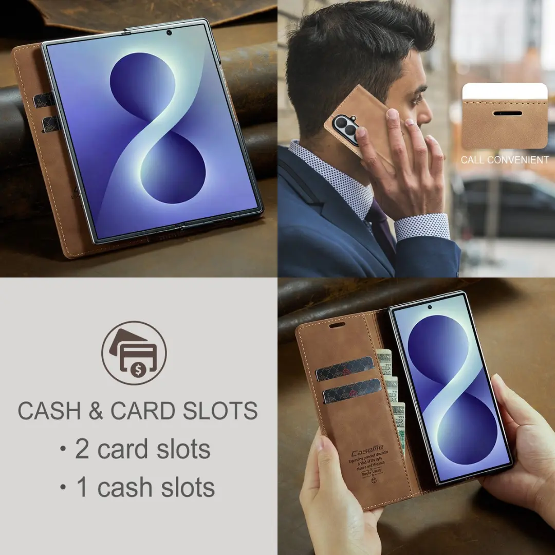 Caseme Hoes voor Samsung Galaxy Z Fold8 - 2 Pasjes - Bruin