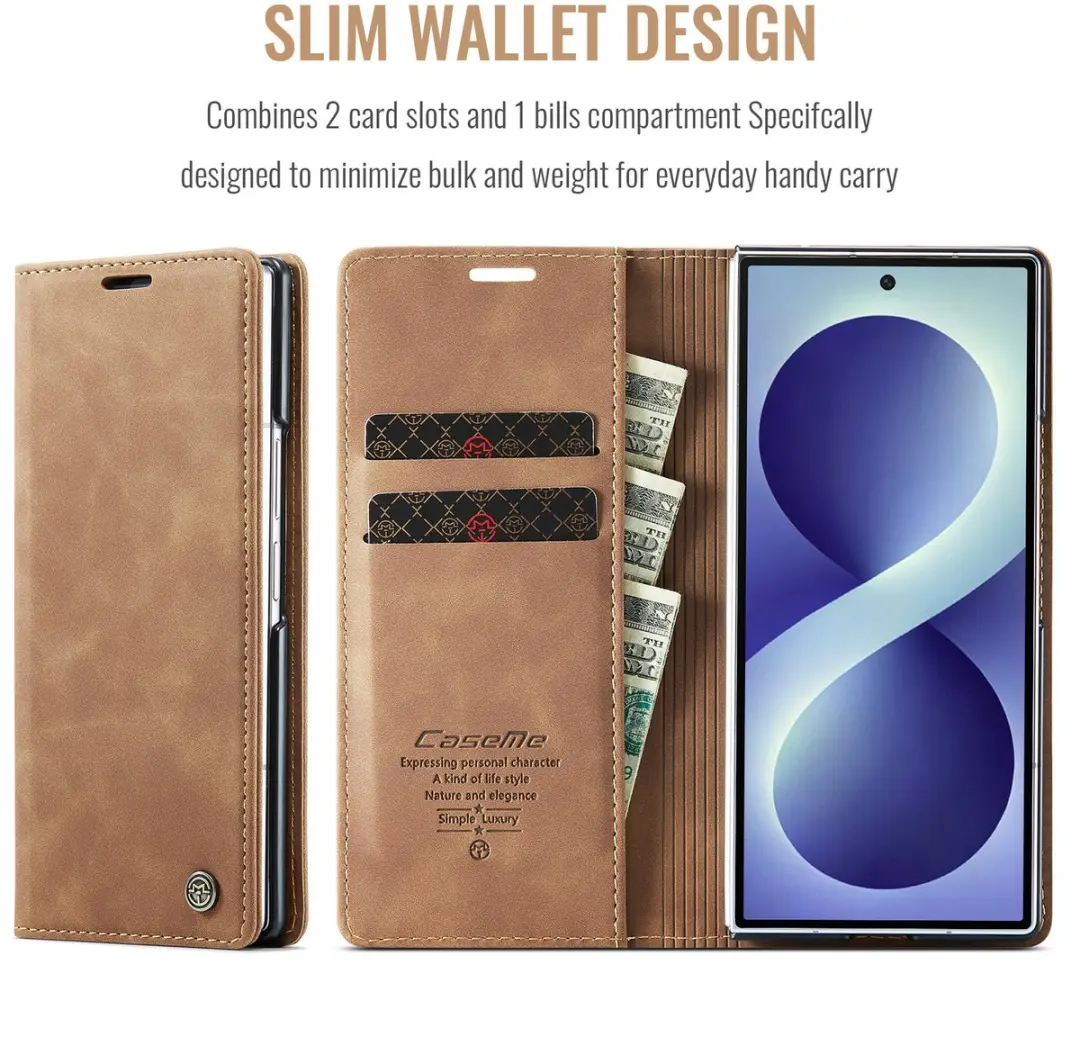 Caseme Hoes voor Samsung Galaxy Z Fold8 - 2 Pasjes - Bruin - afbeelding 6 van 6