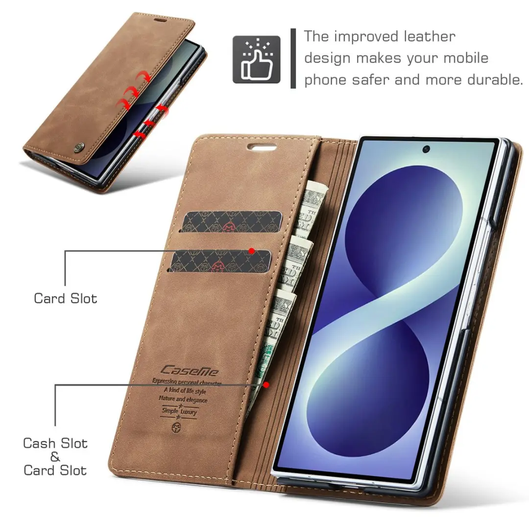 Caseme Hoes voor Samsung Galaxy Z Fold8 - 2 Pasjes - Bruin
