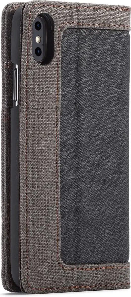 Caseme Canvas Wallet Bookcase iPhone XS Max - 3 Pasjes - Bruin/Zwart