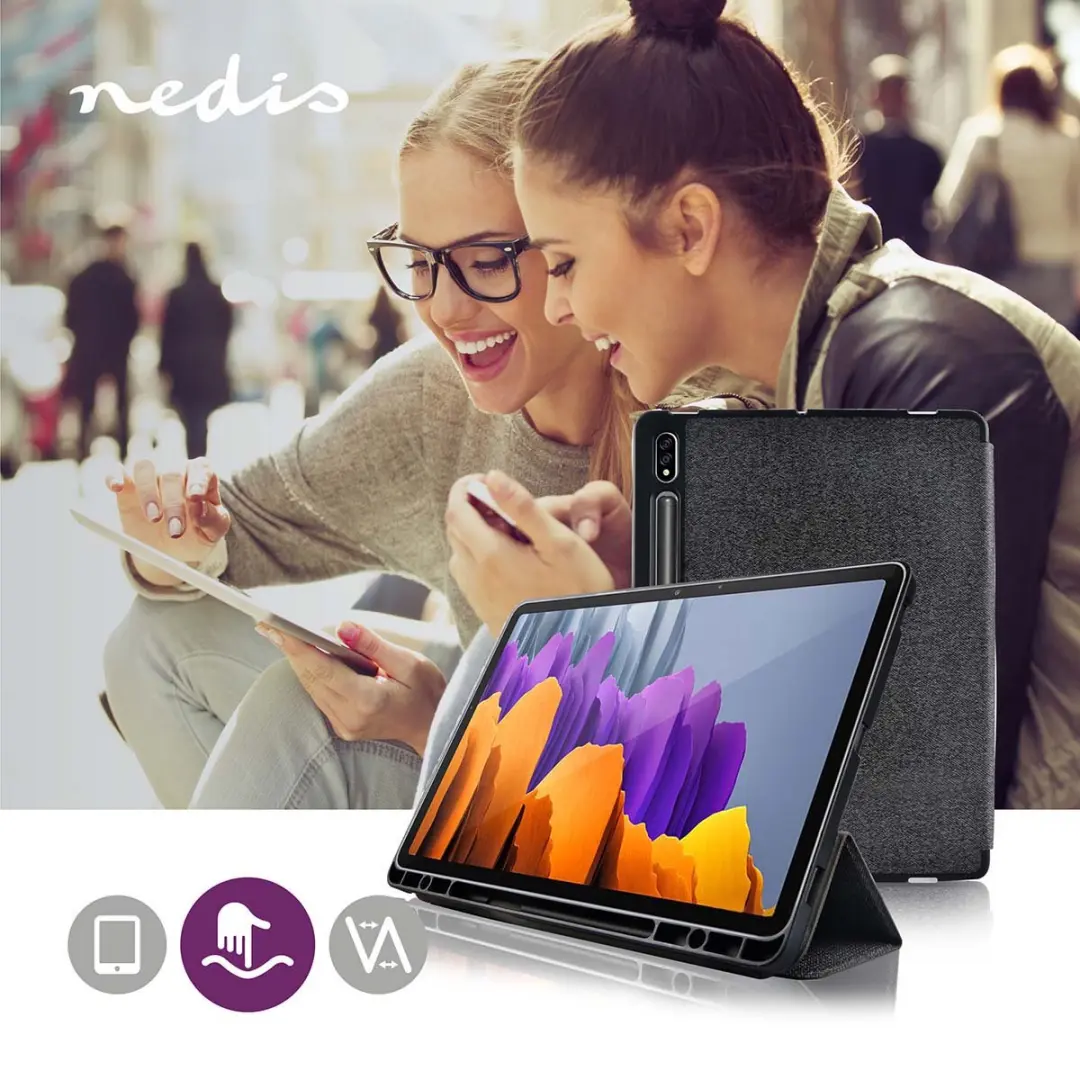 Nedis TCVR10007GY Tablet Folio-Hoes - Samsung Galaxy Tab S7 - Grijs/Zwart