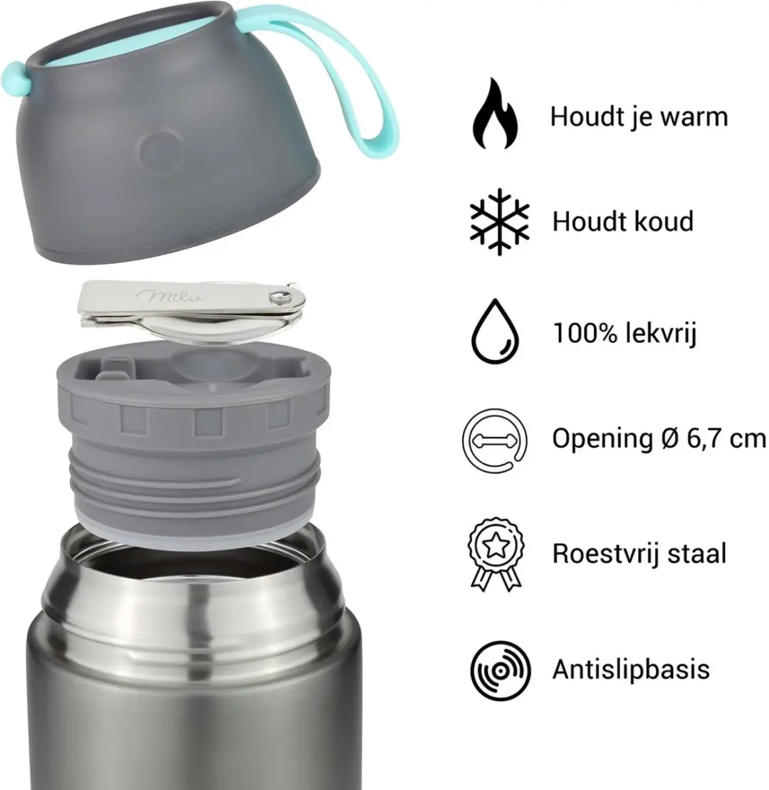 Milu Thermos Voedselcontainer 450ml - Grijs