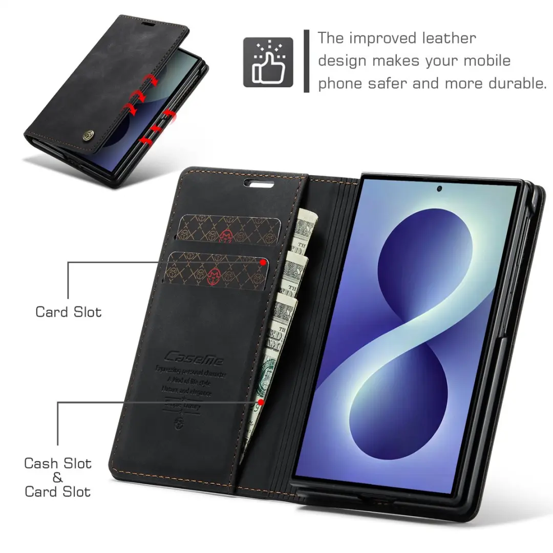 Caseme Bookcase Hoes Samsung Galaxy Z Fold8 - 2 Stuks - Zwart