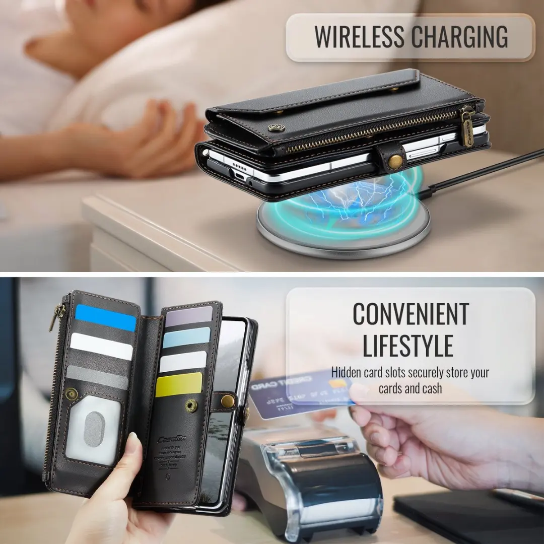 Caseme Hoesje Portemonnee Samsung Galaxy Z Fold8 - 10 Pasjes - Zwart