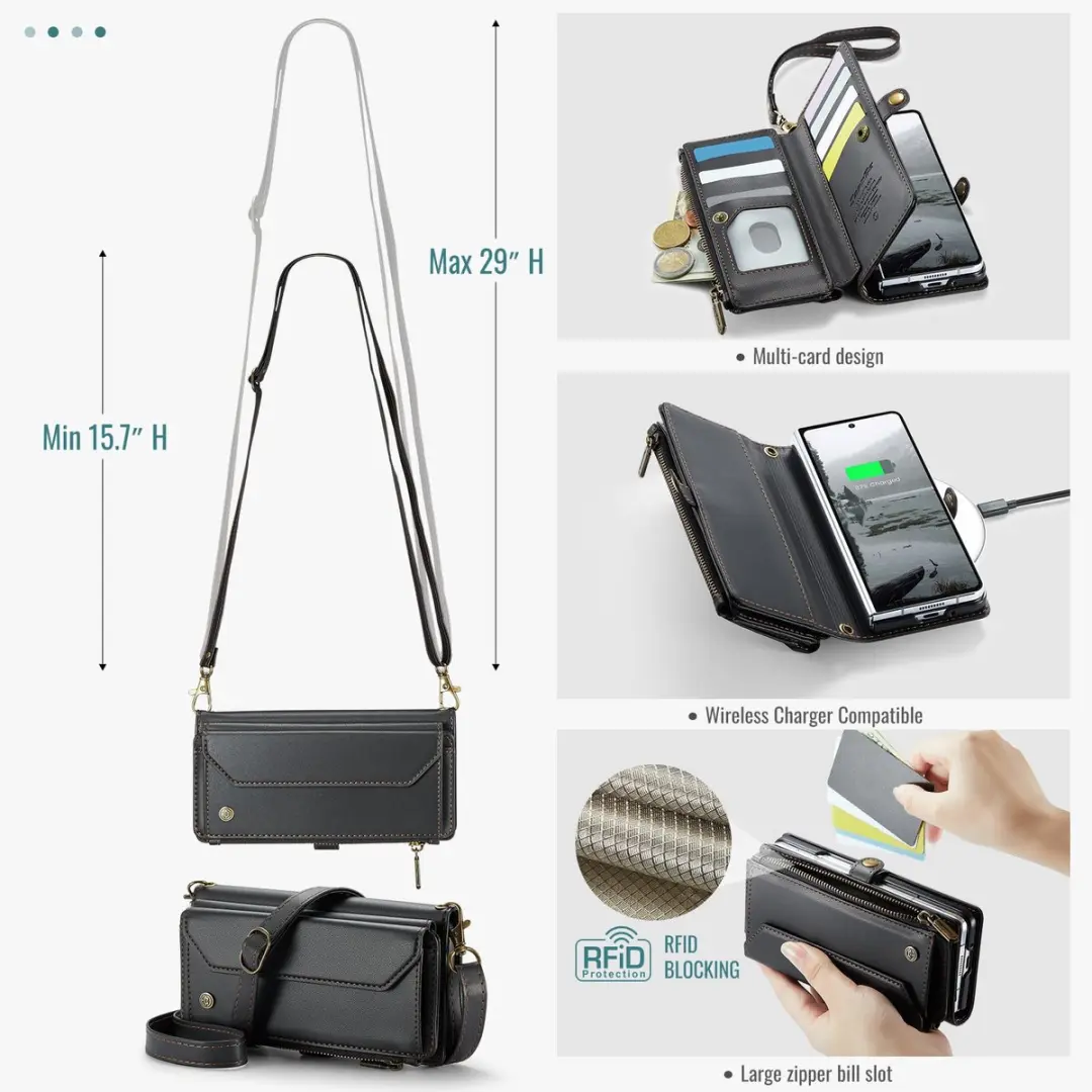 Caseme Hoesje Portemonnee Samsung Galaxy Z Fold8 - 10 Pasjes - Zwart