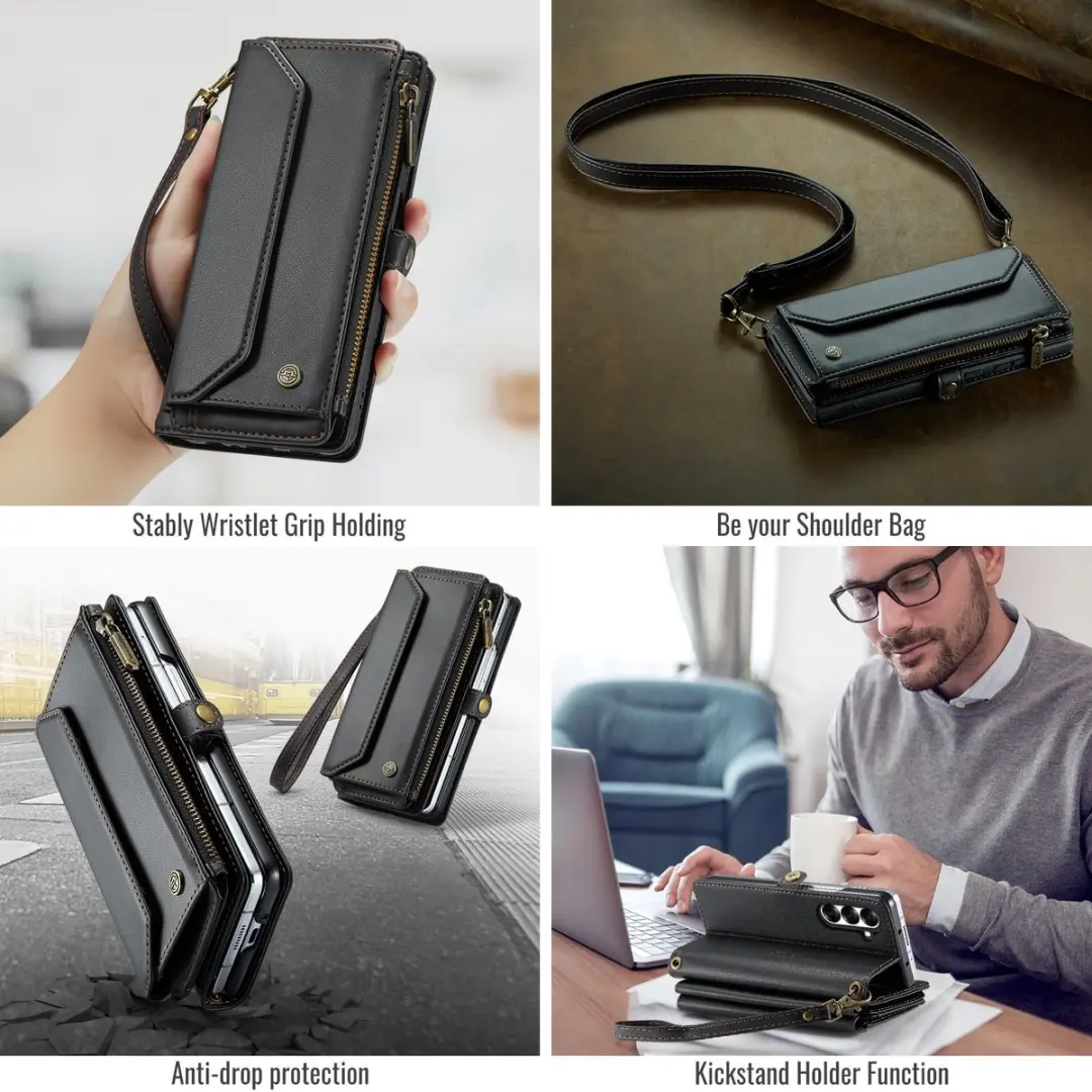 Caseme Hoesje Portemonnee Samsung Galaxy Z Fold8 - 10 Pasjes - Zwart