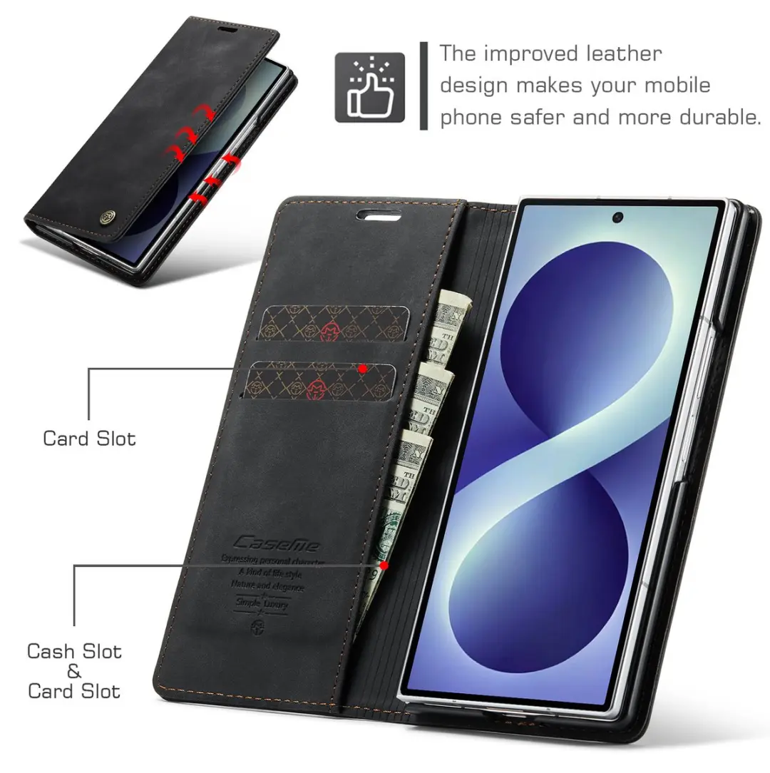 Caseme Hoes voor Samsung Galaxy Z Fold8 - 2 Pasjes - Zwart